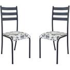 Kit 2 Cadeiras para Cozinha e Sala de Jantar 541.Sli Preto/Branco Floral