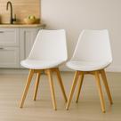 Kit 2 Cadeiras para Cozinha Jantar Mesa Com Assento Estofado Leda Saarinen Design Branca