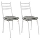 Kit 2 Cadeiras Para Cozinha Tubular D-13 Nara De Aço Branco/grafiato Kit 2 Cadeiras Para Cozinha Tubular D-13 Nara De Aço Branco/grafiato