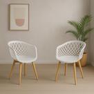 Kit 2 Cadeiras Para Mesa De Jantar Cozinha Sala Web Branca Wood Base Madeira