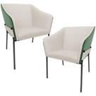 Kit 2 Cadeiras Para Sala De Jantar Estar Living Olívia L02 Linho Cru material sintético Verde - Lyam Decor