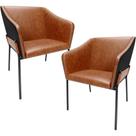 Kit 2 Cadeiras Para Sala De Jantar Estar Living Olívia L02 material sintético Camel Preto - Lyam Decor