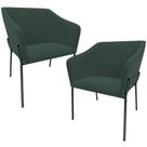Kit 2 Cadeiras Para Sala de Jantar Estar Living Olívia L02 Suede Verde - Lyam Decor