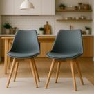 Kit 2 Cadeiras para Sala Mesa de Jantar Com Assento Estofado Saarinen Cinzas