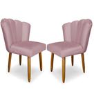 Kit 2 Cadeiras Pétala Veludo Rosê Decorativa, Poltrona Sala de Estar, Salão, Quarto, Estética - Pratikza