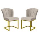 Kit 2 Cadeiras Poltrona Flor Pés Metal Dourado Mesa Quarto Cozinha