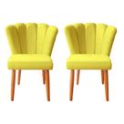 Kit 2 Cadeiras Poltrona Sala de Jantar Penteadeira Reforçada Decorativa Pétala Suede Amarelo