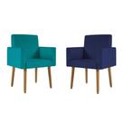 Kit 2 Cadeiras Poltronas Azul Marinho E Azul Turquesa Desenho do tecido:Suede Azul
