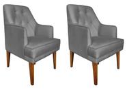 Kit 2 Cadeiras Poltronas Decorativa Paris Sala de Jantar Recepção Retro com Braça Suede Cinza Lar Móveis e Decoração Kit 2 Cadeiras Poltronas Decorativa Paris Sala de Jantar Recepção Retro com Braça Suede Cinza Lar Móveis e Decoração