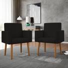 Kit 2 Cadeiras Poltronas Decorativas Recepção Suede Preto