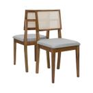 Kit 2 Cadeiras Safira Estofadas com Estrutura em Madeira Maciça e Encosto Anatômico em Tela Palha Natural para Sala de Jantar e Cozinha