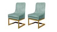 Kit 2 Cadeiras Sala de Estar Base Dourada Valentina Veludo Acqua Kit 2 Cadeiras Sala de Estar Base Dourada Valentina Veludo Acqua