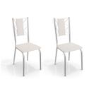 Kit 2 Cadeiras Sala Jantar Lisboa 2C076 2 Un Cromado/Courano Branco - Kappesberg