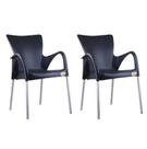 Kit 2 Cadeiras Setúbal Preta Confortável Com Braço Poltrona