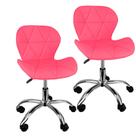 Kit 2 Cadeiras Slim Office Estofada Base Giratória Cromada Kit 2 Cadeiras Slim Office Estofada Base Giratória Cromada