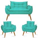 Kit 2 Cadeiras + Sofá 2 lugares + Puff de Brinde V8 Decor Kit 2 Cadeiras + Sofá 2 lugares + Puff de Brinde V8 Decor