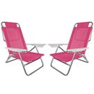 Kit 2 Cadeiras Summer Reclinável 6 pos Alumínio Praia Piscina Camping - Mor