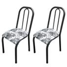 Kit 2 Cadeiras Tubular Estofada Julia Assento Branco Floral