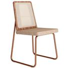 Kit 2 Cadeiras Wood 1751 em Aço e Mdf Tecido Linho Carraro Cor Rose Cobre Freijo com Tecido Areia