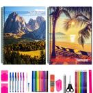 Kit 2 Caderno Natureza 200 Folhas Arame Capa Dura 40 Itens