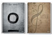 kit 2 Cadernos de Música Pautado Capa Flexível - 50 folhas