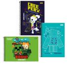 Kit 2 Cadernos Espiral Minecraft + Caderno Desenho Minecraft