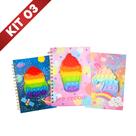Kit 2 Cadernos Espiral Pop-It 80 Folhas Criativo e Divertido para Crianças