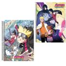 Kit 2 Cadernos Universitário Capa Dura Naruto Boruto 80Fls