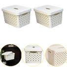 Kit 2 Caixa Cesto Organizador Multiuso Empilhável 17L Branco