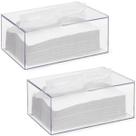 Kit 2 Caixa Com Tampa Articulável Acrílica Papel Toalha Lenço Interfolhado Banheiro Lavabo Consultorio Dentista Arthi