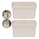 Kit 2 Caixa Grande 32l Ou Cube Organizadora Empilhável Bege