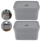 Kit 2 Caixa Grande 32l Ou Cube Organizadora Empilhável Chumbo Kit 2 Caixa Grande 32l Ou Cube Organizadora Empilhável Chumbo