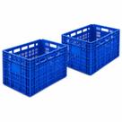 Kit 2 Caixa Hortifruti 65L Azul Plástica Reforçada Multiuso