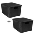 Kit 2 Caixa Organizadora 15 Litros Preto ARQPLAST Cesto Organizador Guarda Roupa Armário Quarto Organização Caixa Plástica Roupas Kit 2 Caixa Organizadora 15 Litros Preto ARQPLAST Cesto Organizador Guarda Roupa Armário Quarto Organização Caixa Plástica Roupas