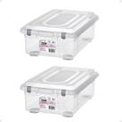 Kit 2 Caixa Organizadora 28 L Transparente Com Tampa E Trava