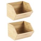 Kit 2 Caixa Organizadora 3,2L Bambu Empilhavel Ou Multiuso