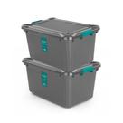 Kit 2 Caixa Organizadora 50L Transparente Com Tampa E Trava Plasvale Grande Multiuso Roupa Brinquedo