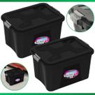 Kit 2 Caixa Organizadora Container 56 L C/ Tampa e Trava Preta Kit 2 Caixa Organizadora Container 56 L C/ Tampa e Trava Preta
