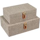 Kit 2 caixa organizadora decorativa home&co chenile bege