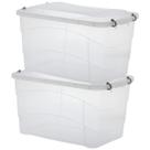 Kit 2 Caixa Organizadora Plástica Pratic Box 50L Paramount 177 Ideal P/Guardar Roupas E Brinquedos