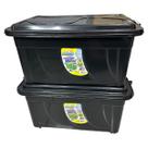 Kit 2 Caixa Organizadora Preta 60L Com Rodas Agraplast