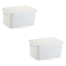 Kit 2 Caixa Organizadora Rattan Grande 16 L Com Tampa Branco