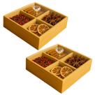 Kit 2 Caixa Organizadora Tampa Acrílico Madeira 4 Nichos Porta Chá Sache Multiuso