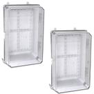 Kit 2 caixa plastica c28-18-14cm fecho media tampa transparente sibratec