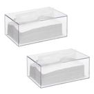 Kit 2 Caixa Porta Lenços de Papel Toucas Luvas ou Papel Interfolhas Interfolhado de Acrílico Transparente
