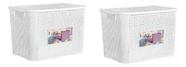 Kit 2 Caixa Rattan 25l Cesto Organizador C/ Tampa