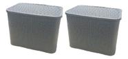 Kit 2 Caixa Rattan 25l Cesto Organizador C/ Tampa Premium