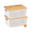 Kit 2 Caixas 4 L Multiuso Organizadora Tampa De Bambu Oikos