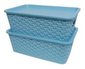 Kit 2 Caixas Cestos Organizadores 3l Rattan Com Tampa