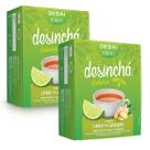 Kit 2 Caixas Desinchá Chá 100% Natural Original Sabor Limão com Gengibre 10 Sachês Cada Pacote 1,5g Saquinhos